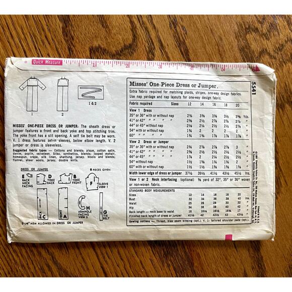 Vintage 1960s Simplicity 5541 Sewing Pattern Size Sm 14 Dress or Jumper COMPLETE - Picture 2 of 2